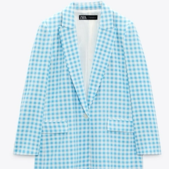 ZARA GINGHAM BLAZER bloggers favorite Size Small - Picture 2 of 15